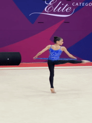 Young gymnast competes at Bulgaria's national rhythmic gymnastics championship