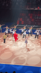 Arena performances with multiple dance and gymnastics groups