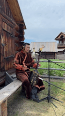 Traditional Mongolian music meets modern headphones in rural Russia