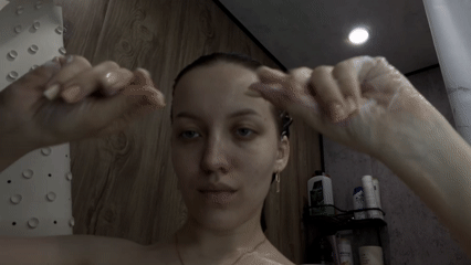 Woman's morning routine documented in Reshetnikovo bathroom