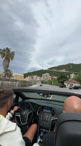 Morning commuters and travelers captured in coastal Montenegro town