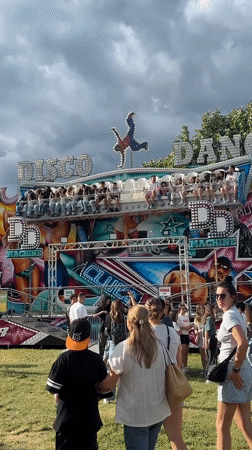Fair day in Sofia with rides and food trucks