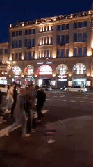 Saint Petersburg's classical streets at blue-hour twilight