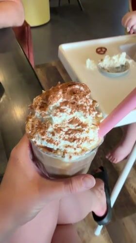 Iced coffee with whipped cream and cinnamon in Meisenheim