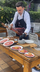 Ham carving demonstration in Arenys de Mar