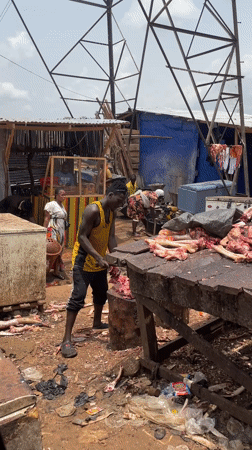 Meat cutting observed at Ugwuoba market in Nigeria