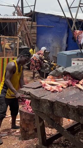 Meat cutting observed at Ugwuoba market in Nigeria