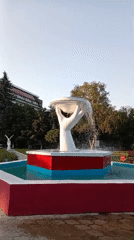 Fountains, public art, and a sleepy cat in Yessentuki