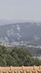 Hillside fire burns near Portuguese village, produces white smoke