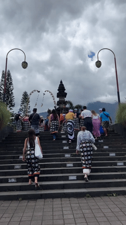 Early morning scenes at Balinese temple complex documented