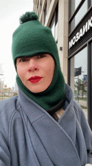 Person in green balaclava spotted on Moscow street