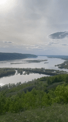 River landscape filmed from elevated view in Samara
