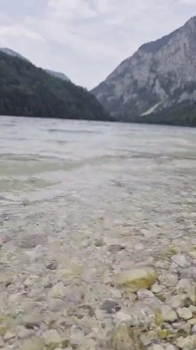 Lakeside afternoon with cold Gösser, Eisenerz Alps