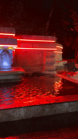 Kislovodsk resort center at night, landmarks and lights