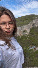 Woman enjoys scenic mountain vista in Dryanovo, Bulgaria