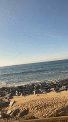 Morning beach scene captured on video in Mataró, Spain