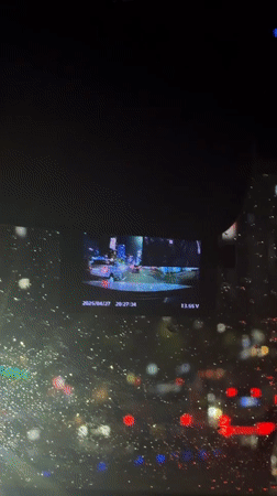 Rainy night driving scene captured in Seoul