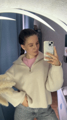 Woman takes mirror selfies in nursery room, Klin Russia