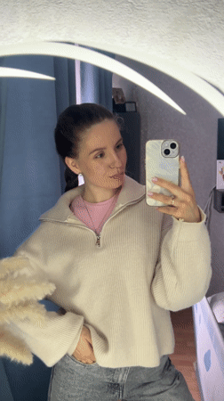 Woman takes mirror selfies in nursery room, Klin Russia