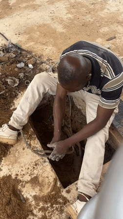 Hands-on utility work underway at a dig site in Barakin Lerawi