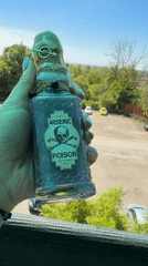 Halloween poison bottles displayed in Stara Zagora, Bulgaria