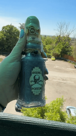 Halloween poison bottles displayed in Stara Zagora, Bulgaria