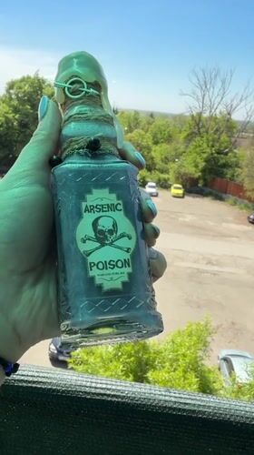 Halloween poison bottles displayed in Stara Zagora, Bulgaria