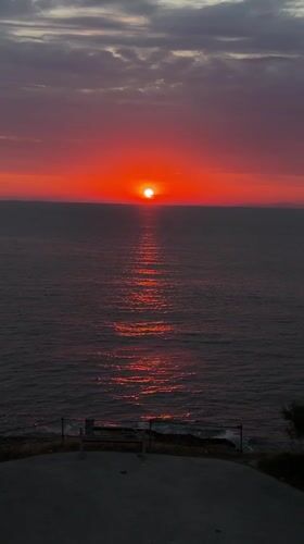 Sunset over the Aegean Sea at Kinira, Greece