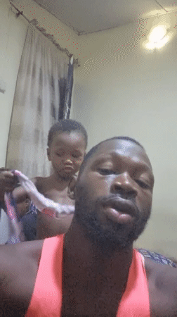 Casual home hangout in Ikeja with playful kid antics