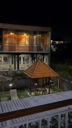 North Kuta resort at night, ground and aerial views