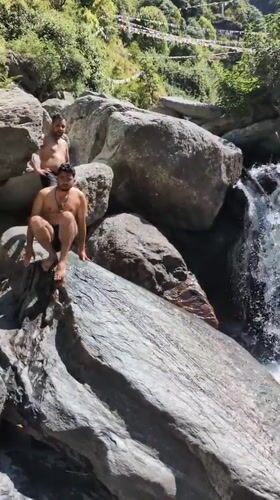 Morning recreation at Bhagsu waterfalls draws bathers and hikers