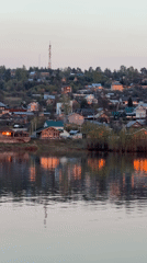 Sunset documented along Chaikovsky riverbank in western Russia