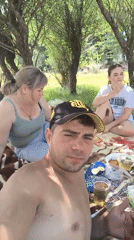 Casual picnic under the trees in Costești, Moldova