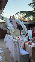 Outdoor wedding reception in Sredets with military participant