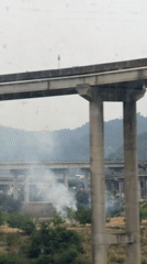 White smoke plume observed near highway overpasses in Xiaoyan