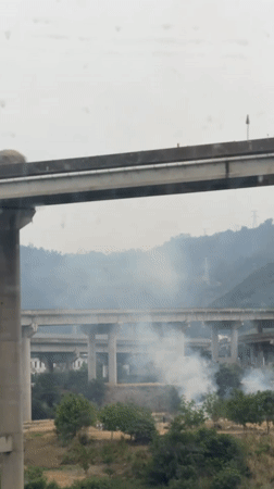 White smoke plume observed near highway overpasses in Xiaoyan