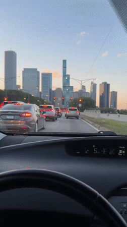 Evening rush hour traffic observed in downtown Chicago