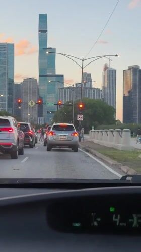 Evening rush hour traffic observed in downtown Chicago