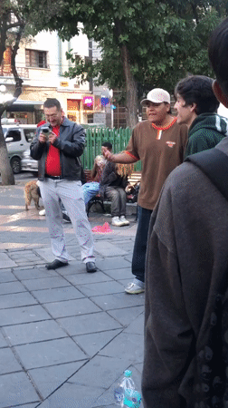 Street rapper performs for small crowd in La Paz plaza