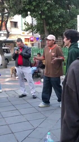 Street rapper performs for small crowd in La Paz plaza