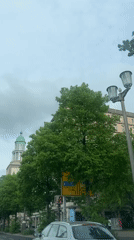 Berlin street views captured near Frankfurter Tor monument