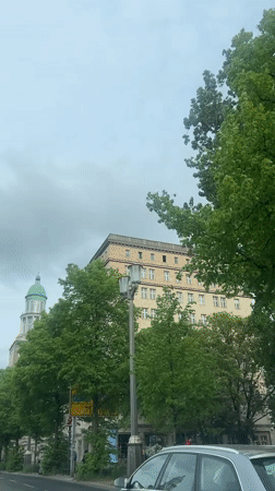Berlin street views captured near Frankfurter Tor monument
