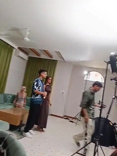 Commercial photoshoot with models filmed in Calangute living room
