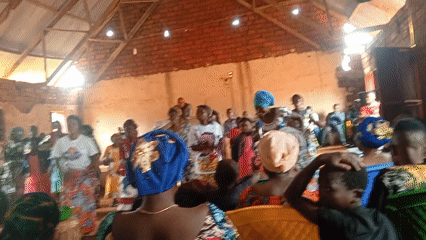 Church service with singing, dancing in rural DR Congo