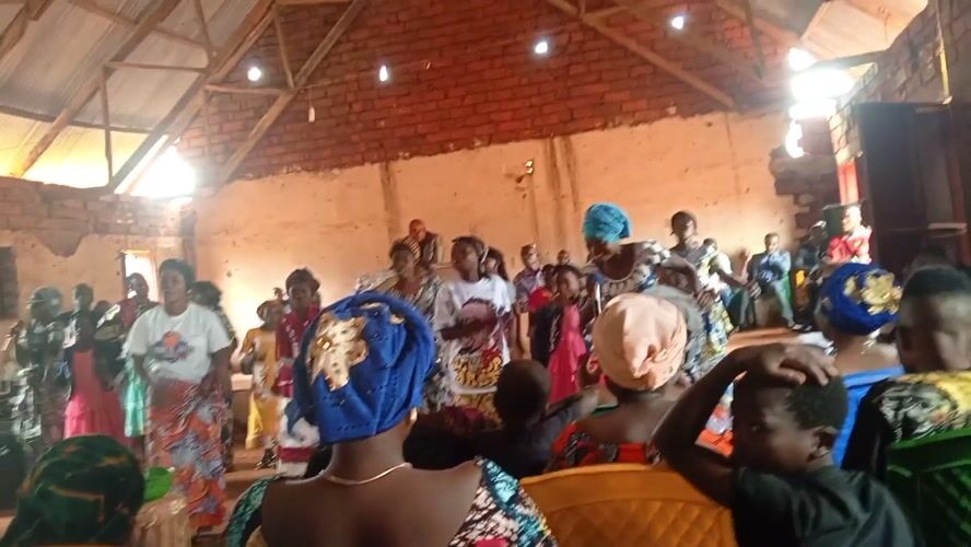 Church service with singing, dancing in rural DR Congo