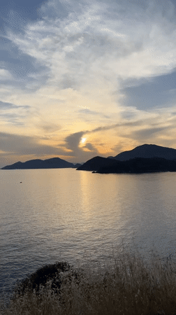 Sunset observed over water in Fethiye, Turkey