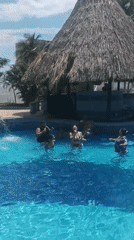Resort pool activity documented in Porlamar, Venezuela