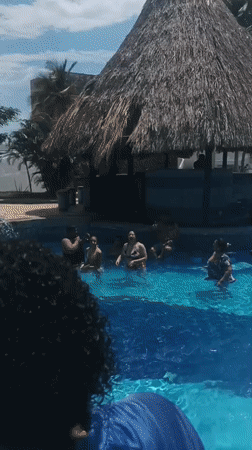 Resort pool activity documented in Porlamar, Venezuela