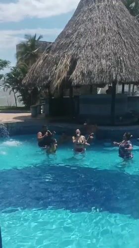 Resort pool activity documented in Porlamar, Venezuela