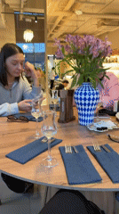 Restaurant table set for four diners in Moscow